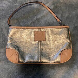 Coach Metallic Gold Leather Mini Shoulder Bag Y2K Zip Top Small Purse